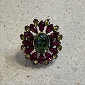 Elegant Heidi Daus Green and Pink Gemstone Ring size 7
